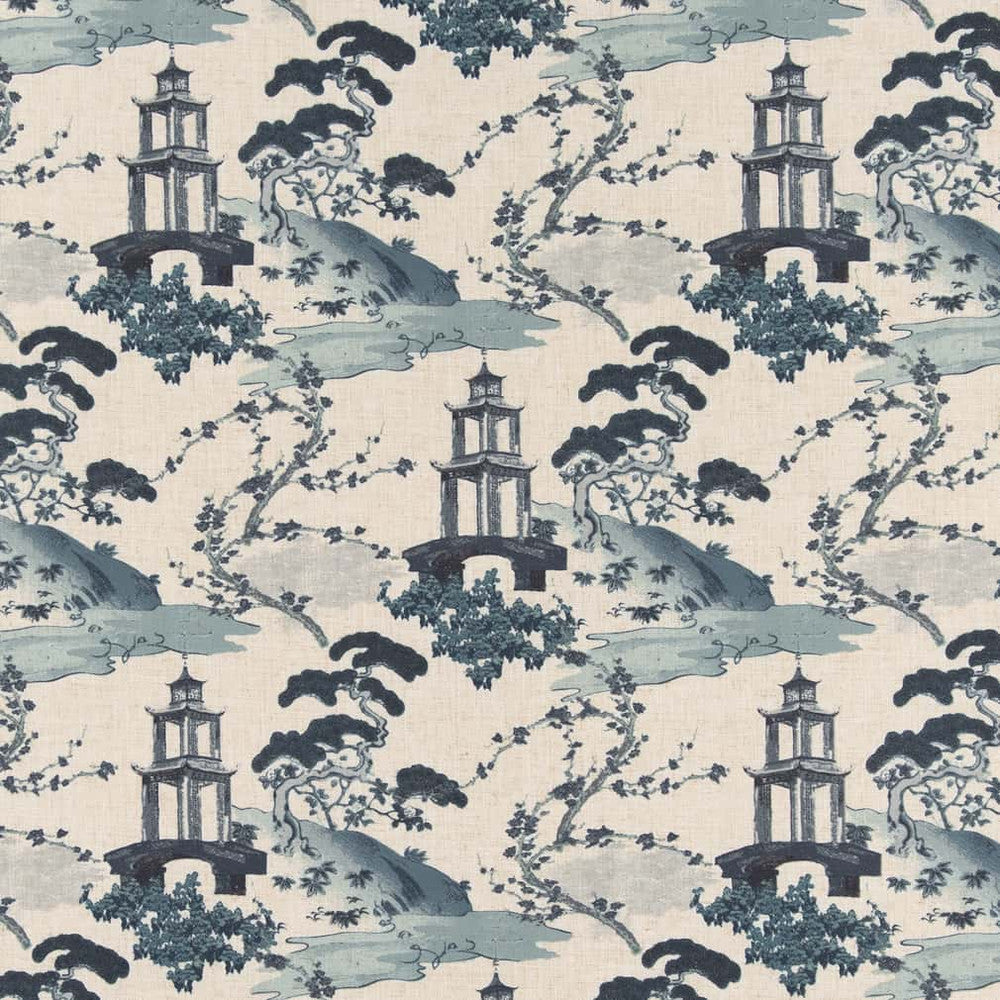 CB800-351 by Charlotte Designer Fabric Shades of Navy 95% Polyester, 5% Linen Asia Exceeds 50,000 Wyzenbeek Rubs </p><p>Repeat: Horizontal 18" x Vertical 18" 54 Inches - Swanky Fabrics -