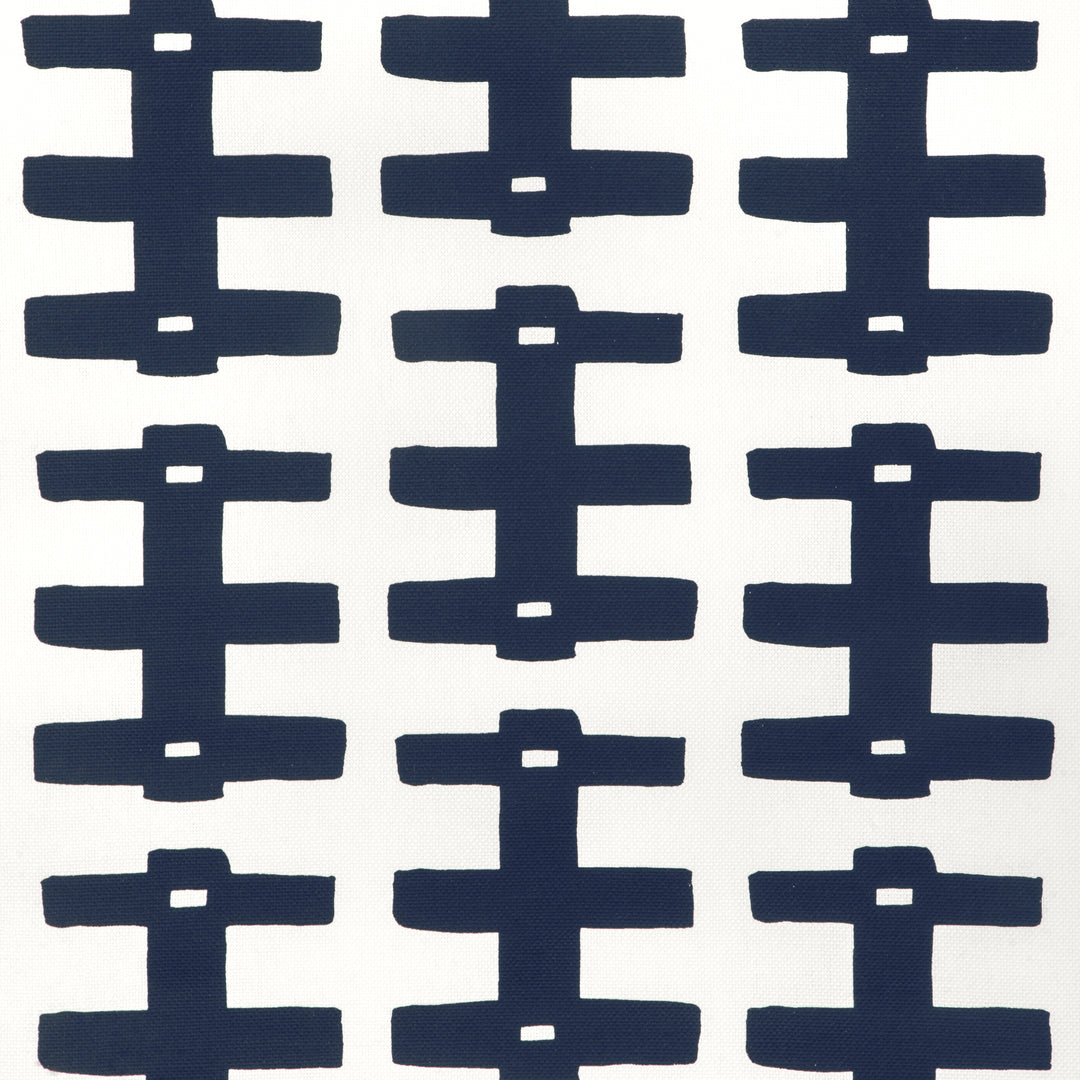Caroline Cecil Textiles Fabric Bridge - Dark Navy/Oyster