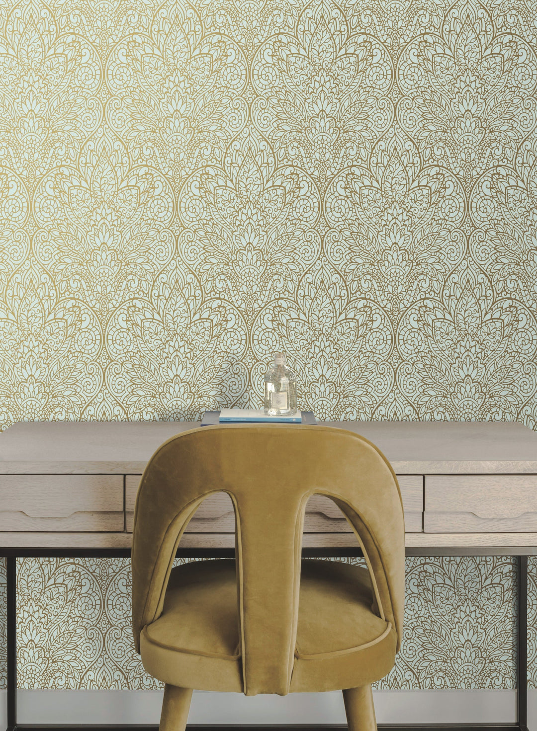 Paradise Blue Metallic Wallpaper by Candice Olson Designer