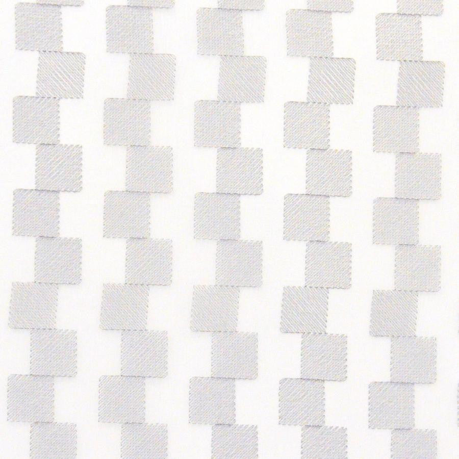 Crete # 513 Silver by Maxwell Designer Fabric Sheer Paths 100% POLYESTER TURKEY V-2" H-2" 118" EMB. WIDTH 110" - Swanky Fabrics -