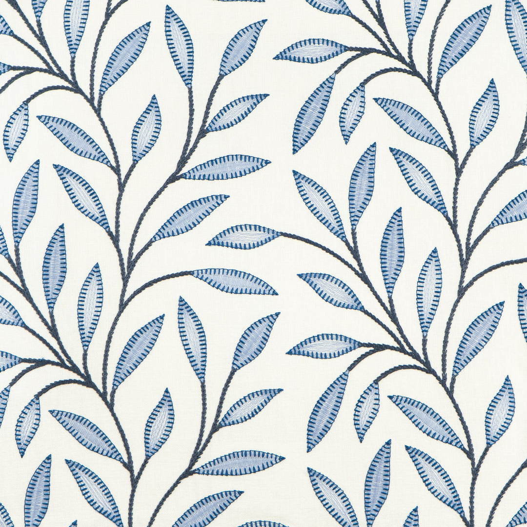 Cape May # 511 Delft by Maxwell Designer Fabric Color Theory-Vol. X Twilight BASE: 50% POLYESTER 50% COTTON EMB: 100% VISCOSE INDIA EMB: V-9.5" H-10.4" W: 52" EMB: 51" - Swanky Fabrics -