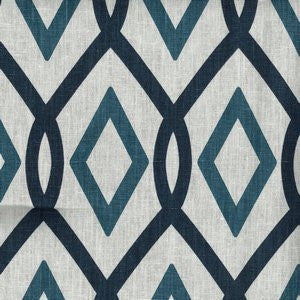 Corfu Indigo Cc4 by Norbar Designer Fabric 100% LINEN (LAUNDERED) USA 12 1/2"V 6 3/4"H 54 - Swanky Fabrics -