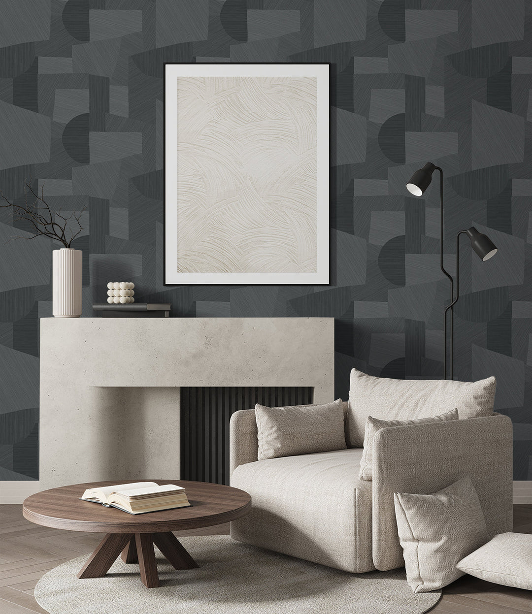 Lahti Natural Gray CP91008 by Seabrook Designs Designer Wallpaper
