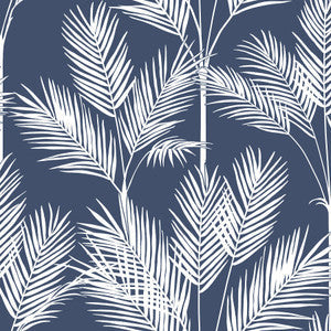 Inspired by Color Wallpaper King Palm Silhouette Navy