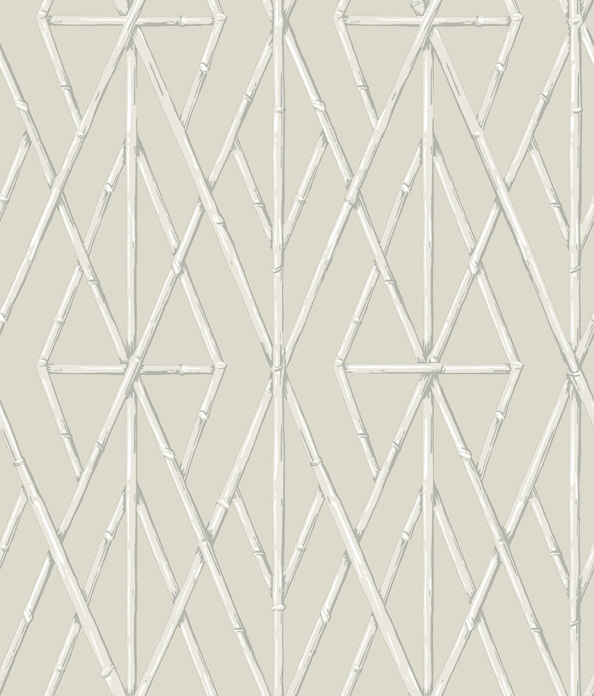 Riviera Bamboo Trellis Cream Wallpaper by York Wallcoverings Designer Water's Edge Resource Library Covers about 56.4 square feet 20.5-in by 33-ft long roll Prepasted 24 - Swanky Fabrics -