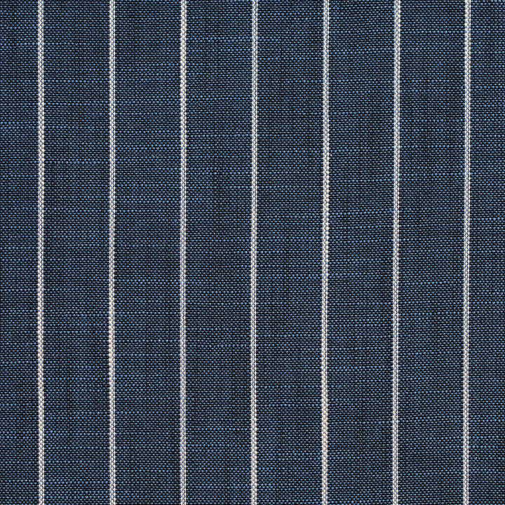 D113 Indigo Pinstripe by Charlotte Designer Fabric Clubhouse Collection 100% Woven Polyester Asia Exceeds 120,000 Wyzenbeek Rubs (Heavy Duty) Horizontal: 1" 54 Inches - Swanky Fabrics -