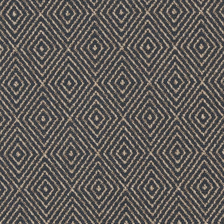 D1242 Indigo Diamond by Charlotte Designer Fabric Mid Century Textures 100% Woven Polyester China Exceeds 100,000 Wyzenbeek Rubs (Heavy Duty) Horizontal 2.25" x Vertical 3.25" 54 Inches - Swanky Fabrics -