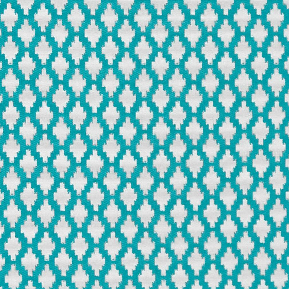 D1426 Aqua Inca by Charlotte Designer Fabric Vibrant Wovens 100% Woven Polypropylene Europe Exceeds 100,000 Wyzenbeek Rubs (Heavy Duty) Horizontal 1.25" x Vertical 1.25" 54 Inches - Swanky Fabrics -