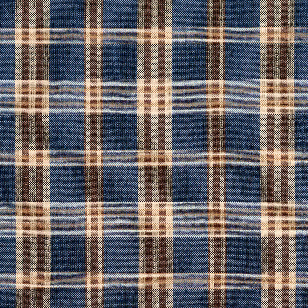 D155 Indigo Tartan by Charlotte Designer Fabric Clubhouse Collection 100% Woven Polyester Asia Exceeds 120,000 Wyzenbeek Rubs (Heavy Duty) Horizontal: 3.75" x Vertical: 3.75" 54 Inches - Swanky Fabrics -