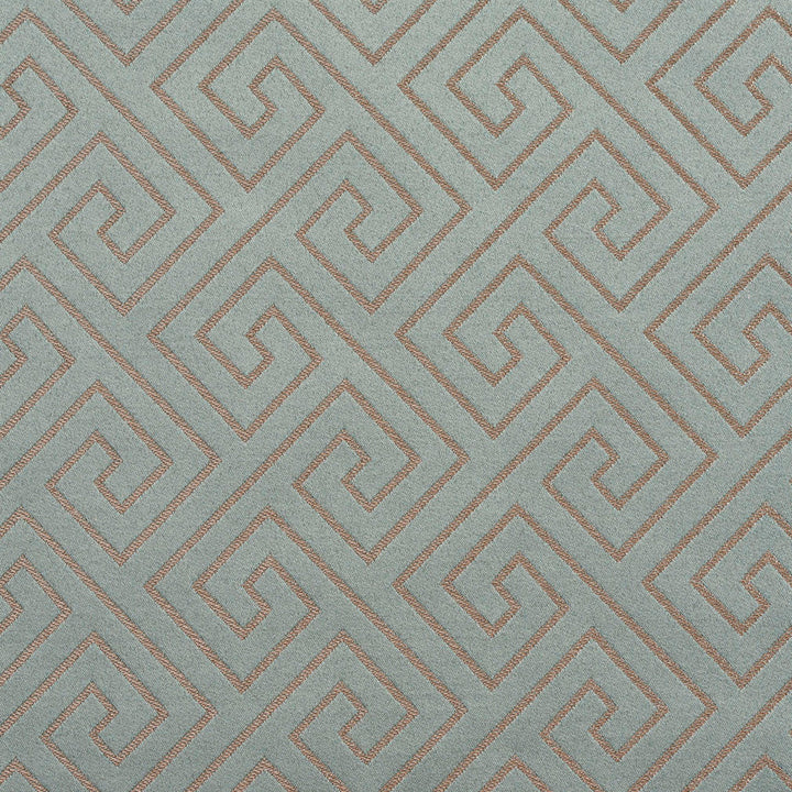 D174 Seamist Greek Key by Charlotte Designer Fabric Sateens 100% Woven Polyester Asia Exceeds 100,000 Wyzenbeek Rubs (Heavy Duty) Horizontal: 3.5" x Vertical: 3.5" 54 Inches - Swanky Fabrics -