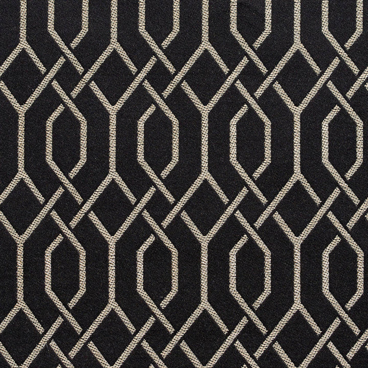 D181 Ebony Lattice by Charlotte Designer Fabric Sateens 100% Woven Polyester Asia Exceeds 100,000 Wyzenbeek Rubs (Heavy Duty) Horizontal: 2" x Vertical: 2.75" 54 Inches - Swanky Fabrics -