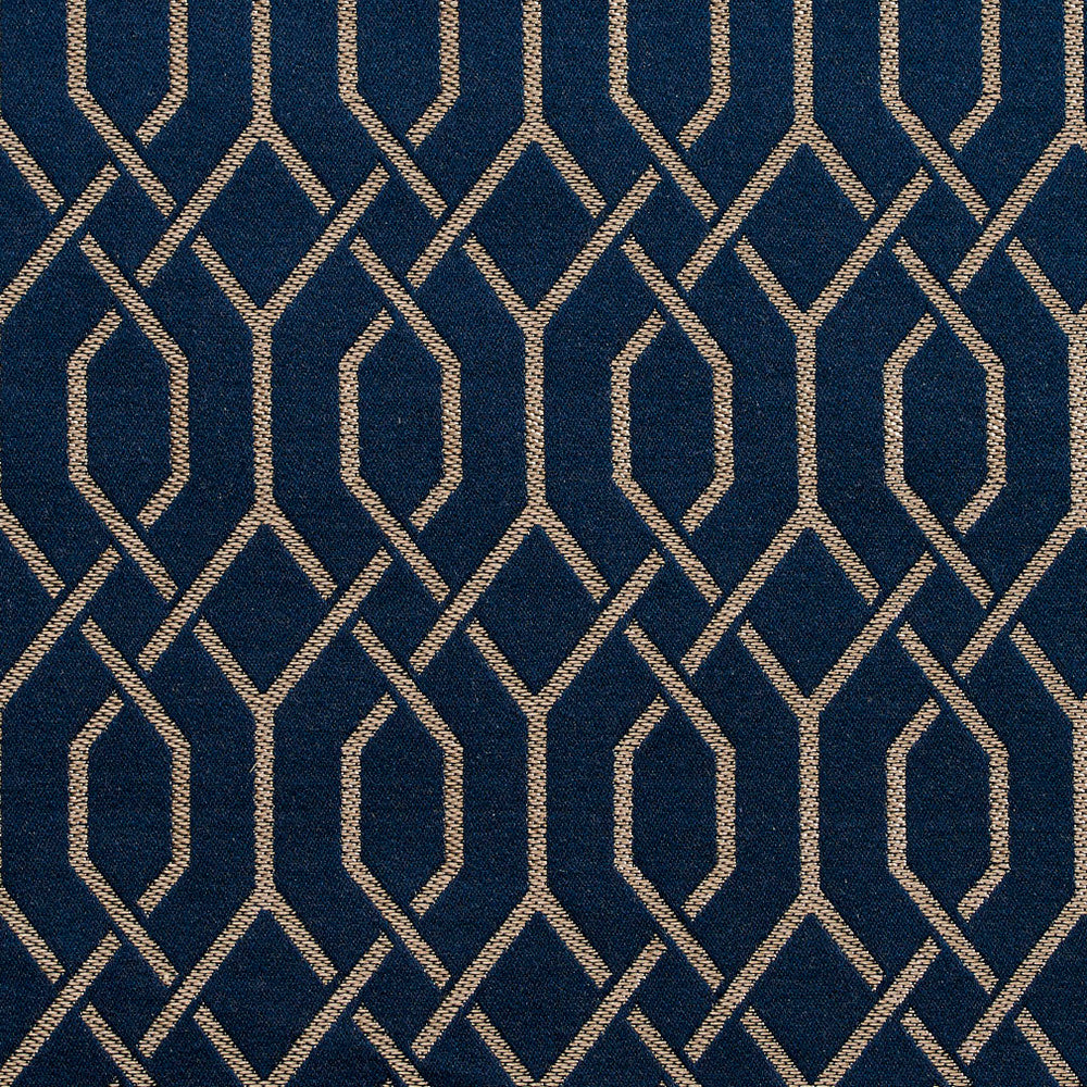 D189 Sapphire Lattice by Charlotte Designer Fabric Sateens 100% Woven Polyester Asia Exceeds 100,000 Wyzenbeek Rubs (Heavy Duty) </p><p>Repeat: Horizontal: 2" x Vertical: 2.75" 54 Inches - Swanky Fabrics -