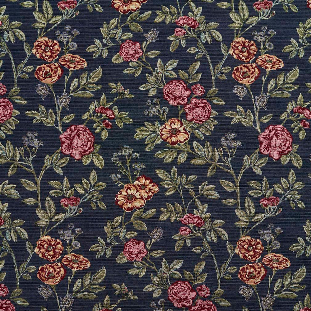 D2058 Navy Bouquet by Charlotte Designer Fabric Tapestry Classics II 70% Polyester, 30% Cotton Asia Exceeds 30,000 Wyzenbeek Rubs (Heavy Duty) </p><p>Repeat: Horizontal: 14" x Vertical: 14" 54 Inches - Swanky Fabrics -