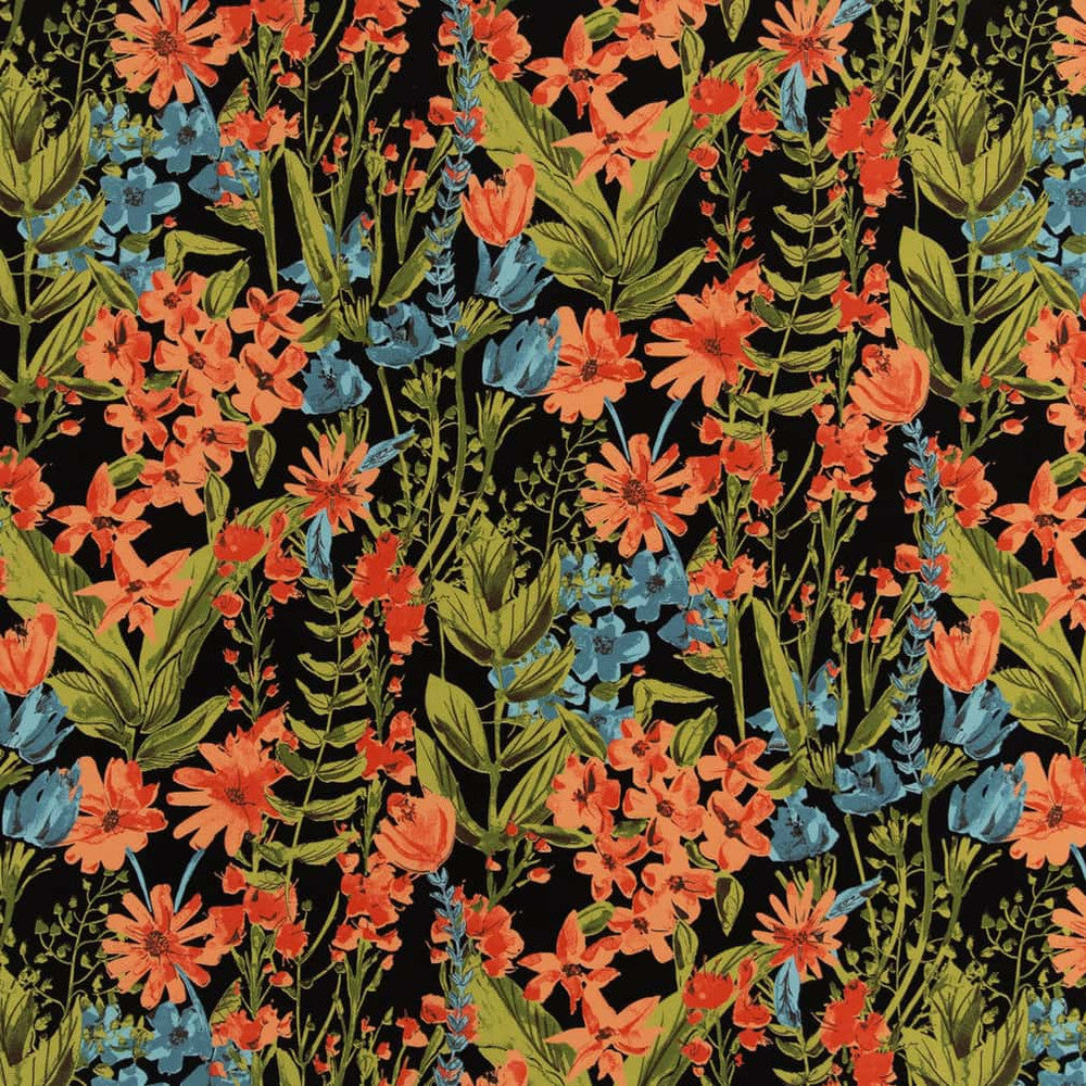 D2731 Night by Charlotte Designer Fabric Patio Prints II 100% Spun Polyester Asia Exceeds 60,000 Wyzenbeek Rubs </p><p>Repeat: Horizontal 27" x Vertical 25" 54 Inches - Swanky Fabrics -