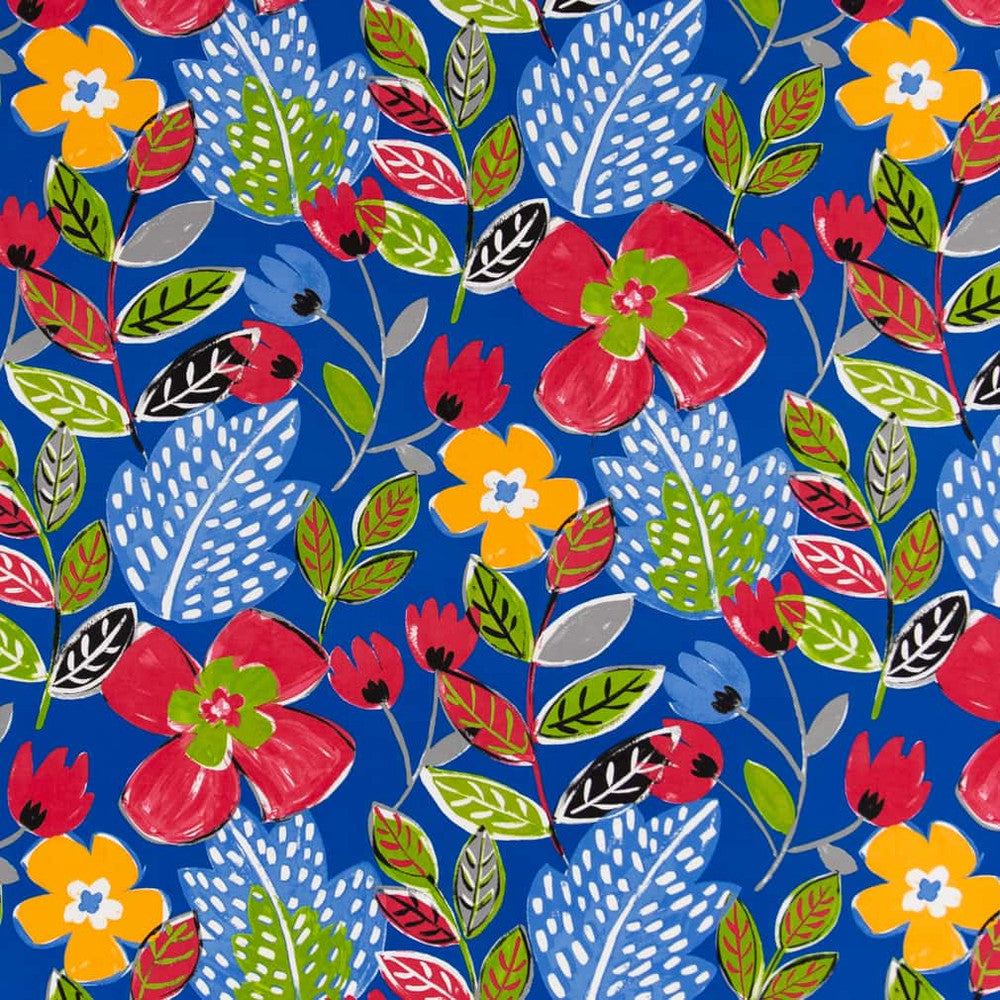 D2745 Ultramarine by Charlotte Designer Fabric Patio Prints II 100% Spun Polyester Asia Exceeds 60,000 Wyzenbeek Rubs </p><p>Repeat: Horizontal 25" x Vertical 25" 54 Inches - Swanky Fabrics -
