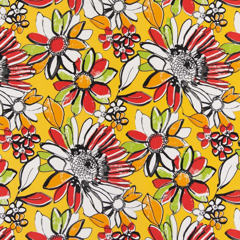 D2769 Canary by Charlotte Designer Fabric Patio Prints II 100% Spun Polyester Asia Exceeds 60,000 Wyzenbeek Rubs </p><p>Repeat: Horizontal 25.5" x Vertical 25.5" 54 Inches - Swanky Fabrics -