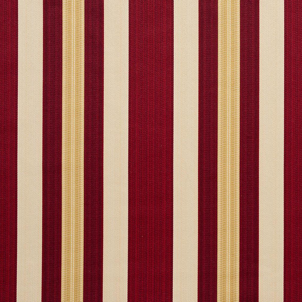 D302 Ruby Noble Stripe by Charlotte Designer Fabric Old World Classics 70% Polyester, 30% Cotton Spain Exceeds 30,000 Wyzenbeek Rubs (Heavy Duty) Horizontal: 7" 54 Inches - Swanky Fabrics -