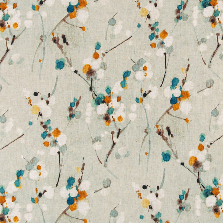 D3320 Turquoise by Charlotte Designer Fabric Linen Prints 95% Polyester, 5% Linen Asia Exceeds 100,000 Wyzenbeek Rubs (Heavy Duty) </p><p>Repeat: Horizontal 27" x Vertical 27" 54 Inches - Swanky Fabrics -