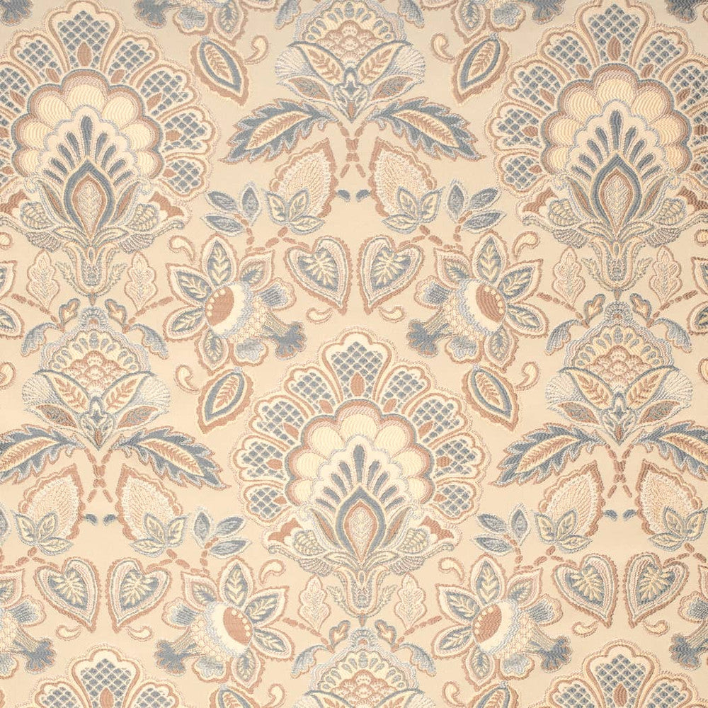 D4434 Felicity Chambray by Charlotte Designer Fabric Vintage Damask 100% Polyester Asia </p><p>Repeat: Horizontal 14.75" x Vertical 18.25" 54 Inches - Swanky Fabrics -