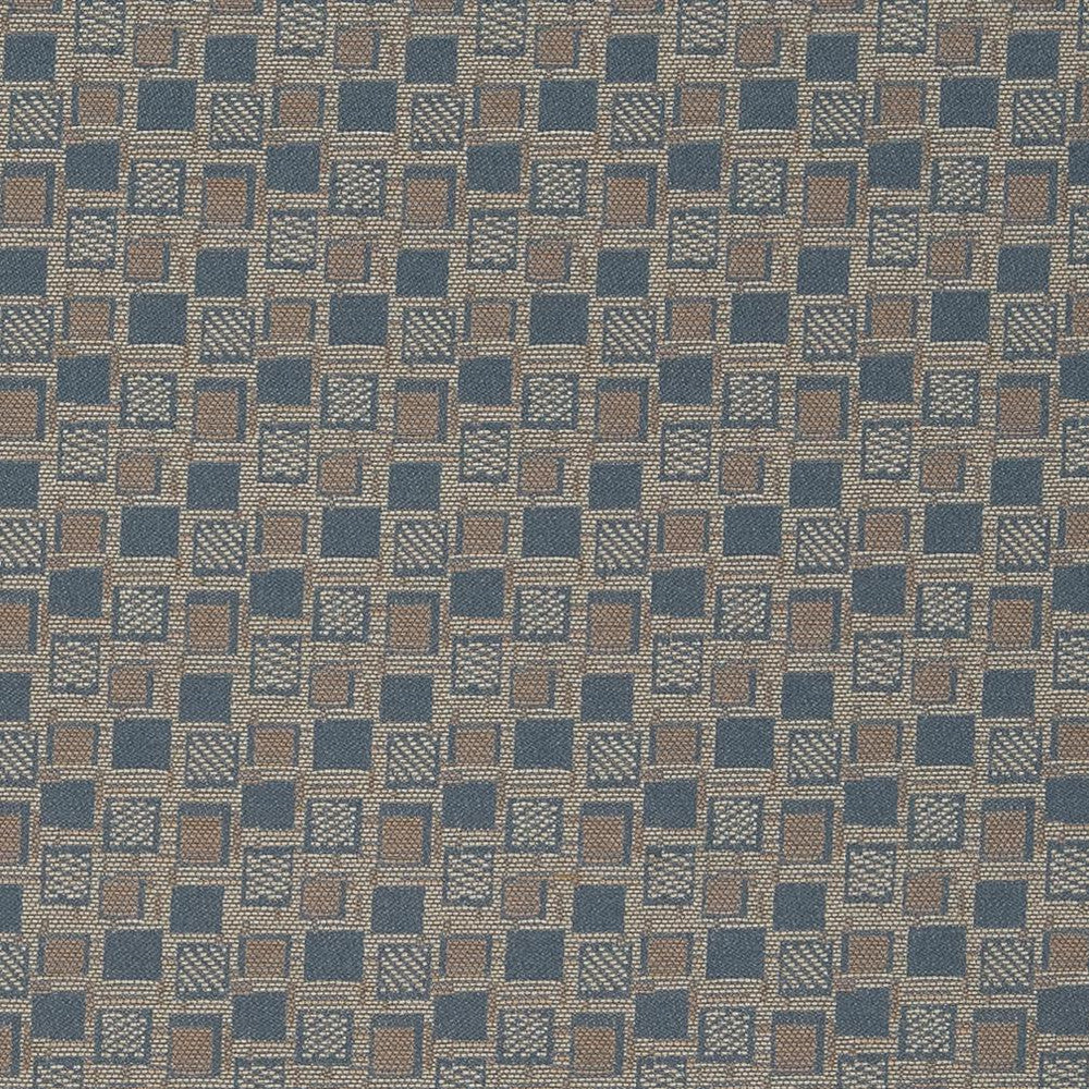 D927 Squares/Sapphire by Charlotte Designer Fabric Durables III 100% Woven Polyester Made In USA Exceeds 100,000 Wyzenbeek Rubs (Heavy Duty) Horizontal 1.75" x Vertical 1.75" 54 Inches - Swanky Fabrics -