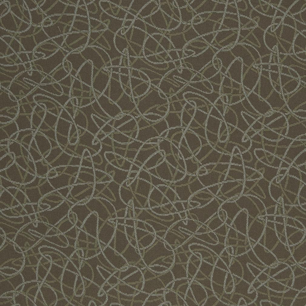D931 Squiggles/Chocolate by Charlotte Designer Fabric Durables III 100% Woven Polyester Made In USA Exceeds 100,000 Wyzenbeek Rubs (Heavy Duty) Horizontal 7.25" x Vertical 7.25" 54 Inches - Swanky Fabrics -