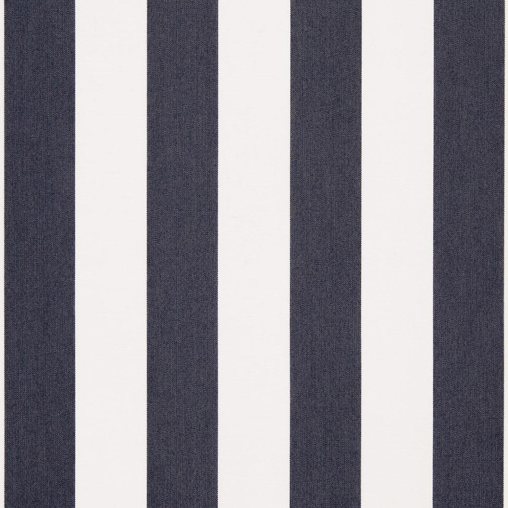 D982 Navy Stripe by Charlotte Designer Fabric Prints & Wovens 100% Solution Dyed Woven Acrylic Italy Exceeds 30,000 Wyzenbeek Rubs (Heavy Duty) Horizontal 4" 54 Inches - Swanky Fabrics -