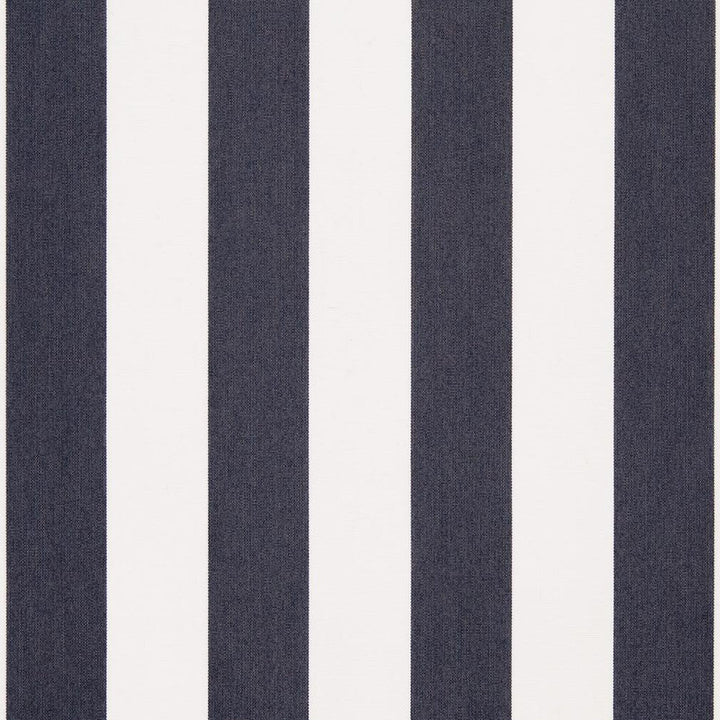 D982 Navy Stripe by Charlotte Designer Fabric Prints & Wovens 100% Solution Dyed Woven Acrylic Italy Exceeds 30,000 Wyzenbeek Rubs (Heavy Duty) Horizontal 4" 54 Inches - Swanky Fabrics -