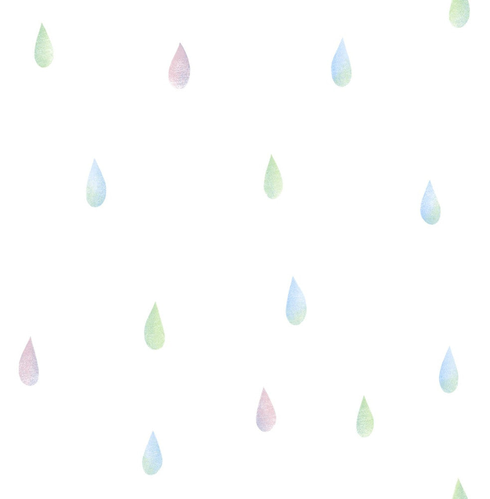 Raindrops Pink, Blue, and Green DA60002 by Seabrook Designs Designer Wallpaper