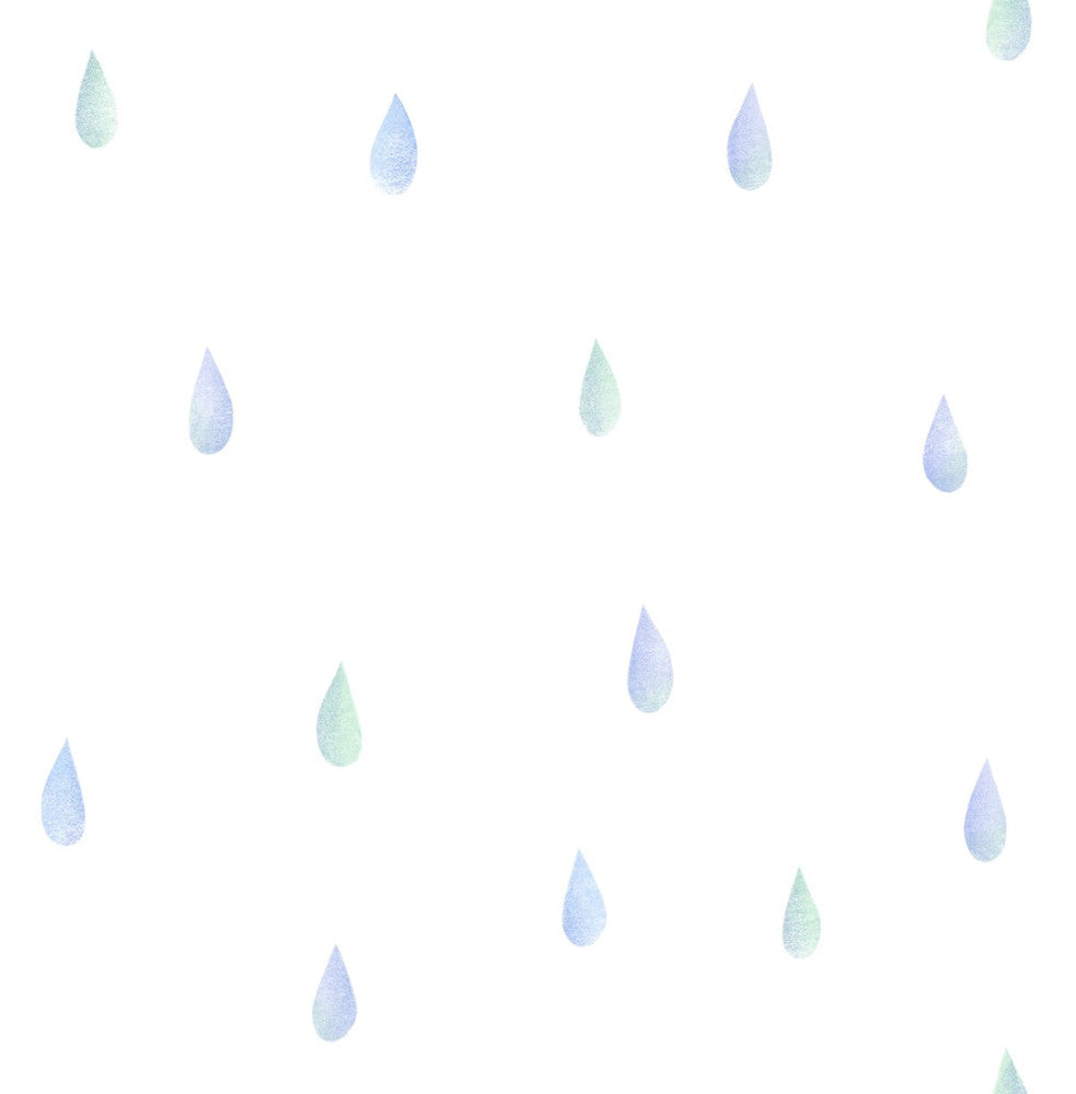 Raindrops Periwinkle and Mint DA60004 by Seabrook Designs Designer Wallpaper