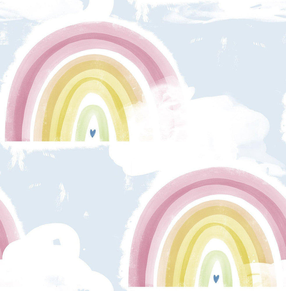 Rainbows Powder Blue DA60202 by Seabrook Designs Designer Wallpaper