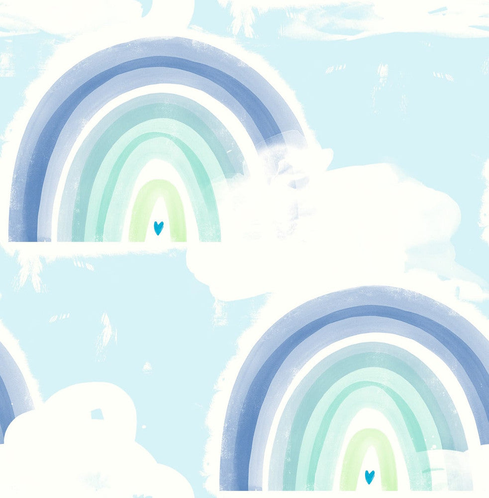 Rainbows Blue and Green DA60204 by Seabrook Designs Designer Wallpaper