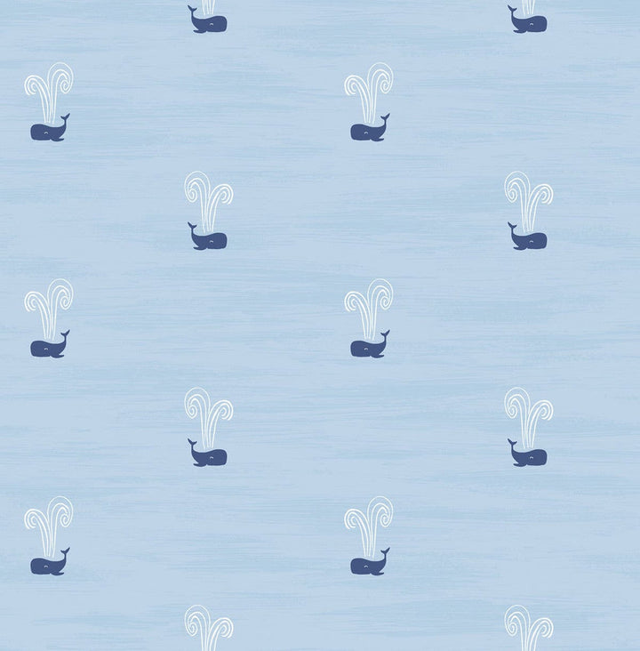 Tiny Whales Sky Blue and Navy DA60302 by Seabrook Designs Designer Wallpaper