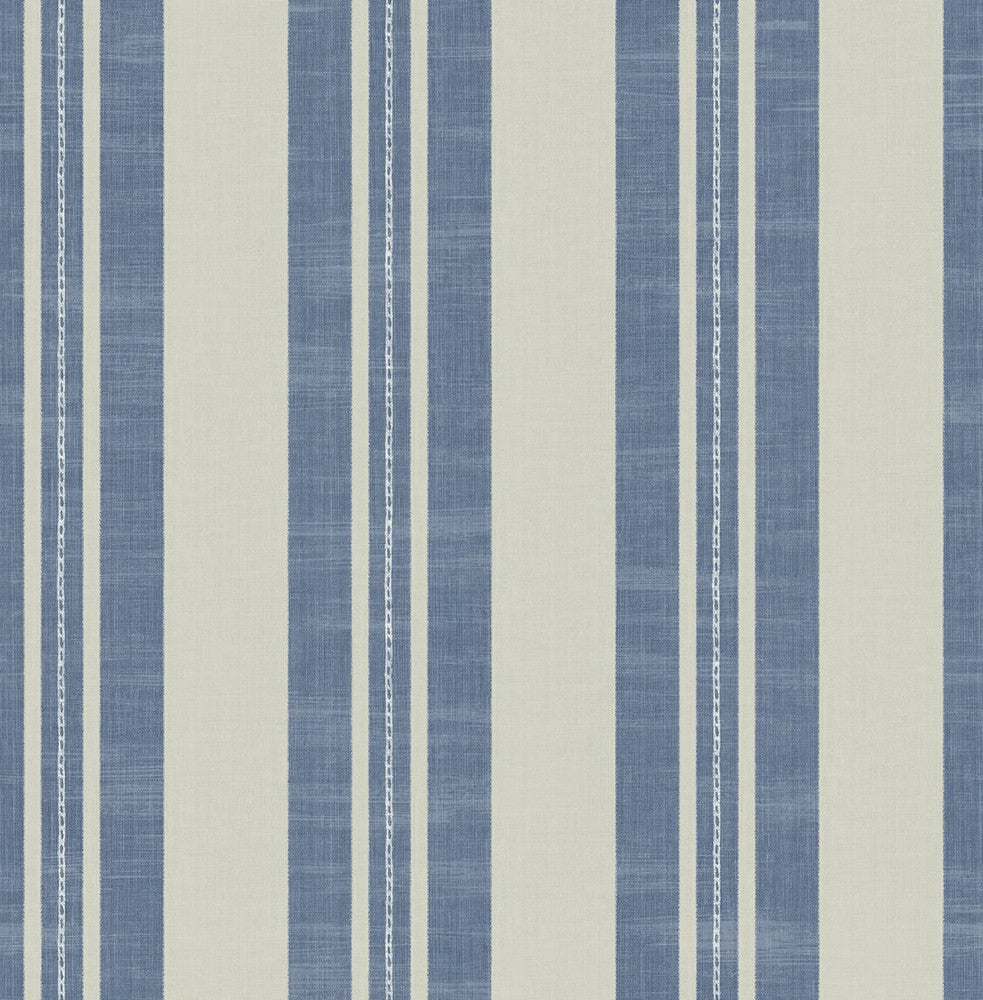 Linen Stripe Denim and Soft Gray DA60400 by Seabrook Designs Designer Wallpaper