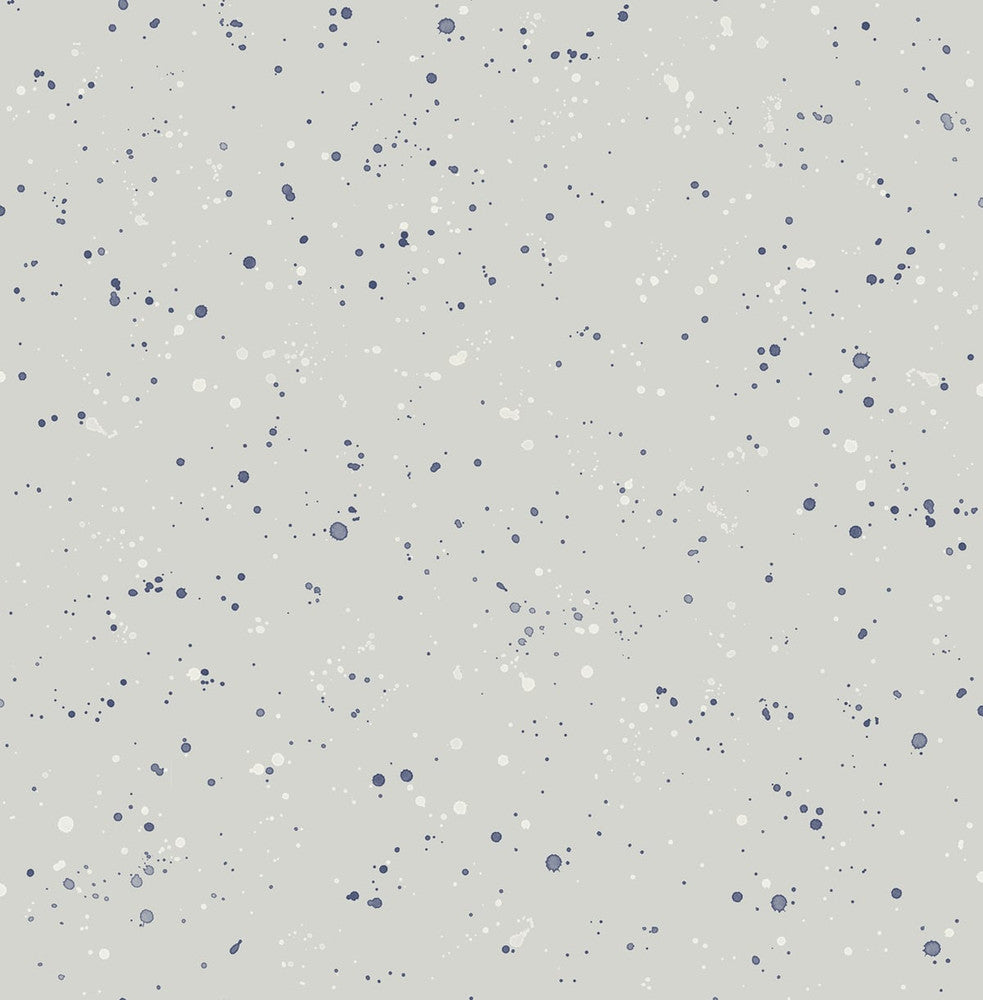 Paint Splatter Gray and Midnight Blue DA60800 by Seabrook Designs Designer Wallpaper