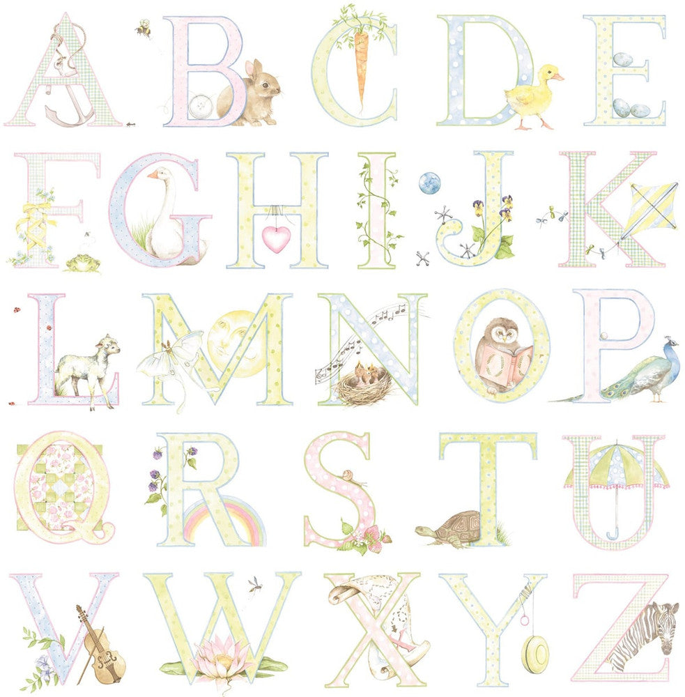 Alphabet Pastel DA62001 by Seabrook Designs Designer Wallpaper