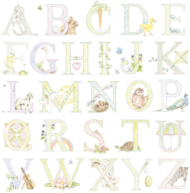 Alphabet Pastel DA62001 by Seabrook Designs Designer Wallpaper