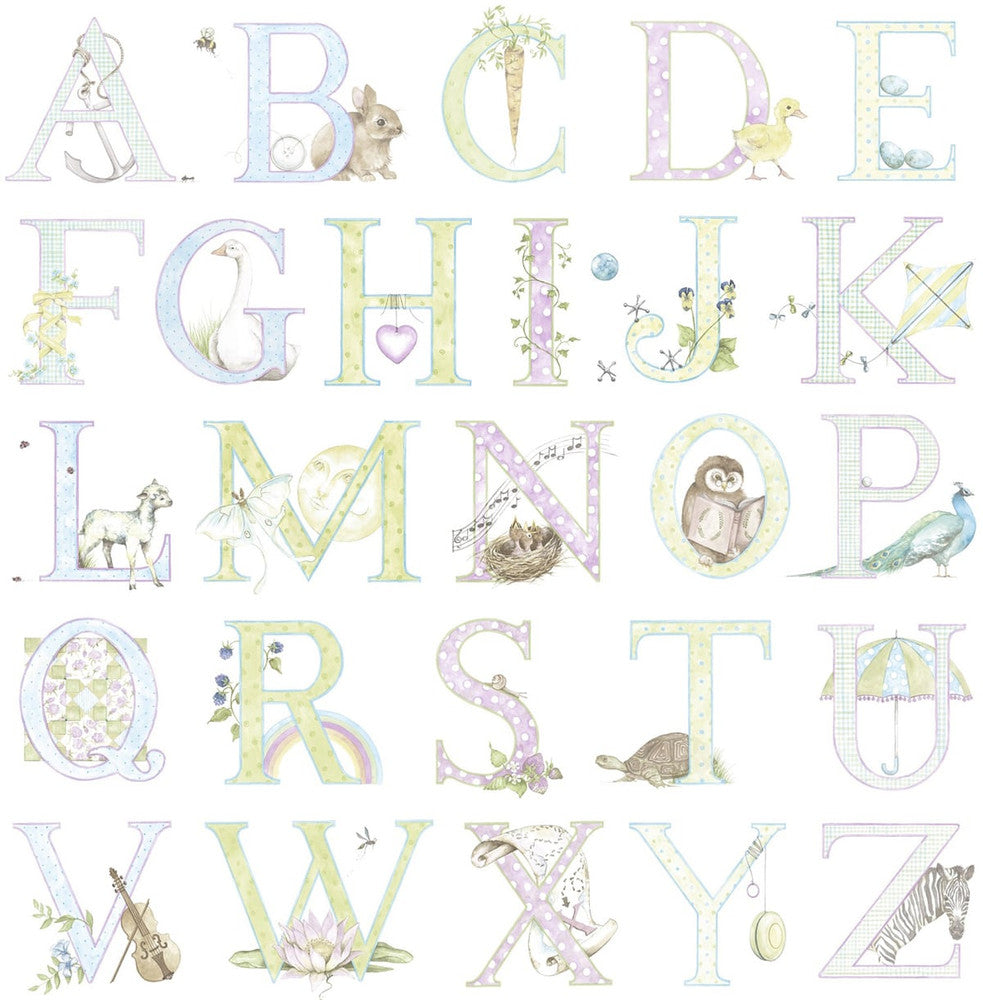 Alphabet Light Pastel DA62009 by Seabrook Designs Designer Wallpaper