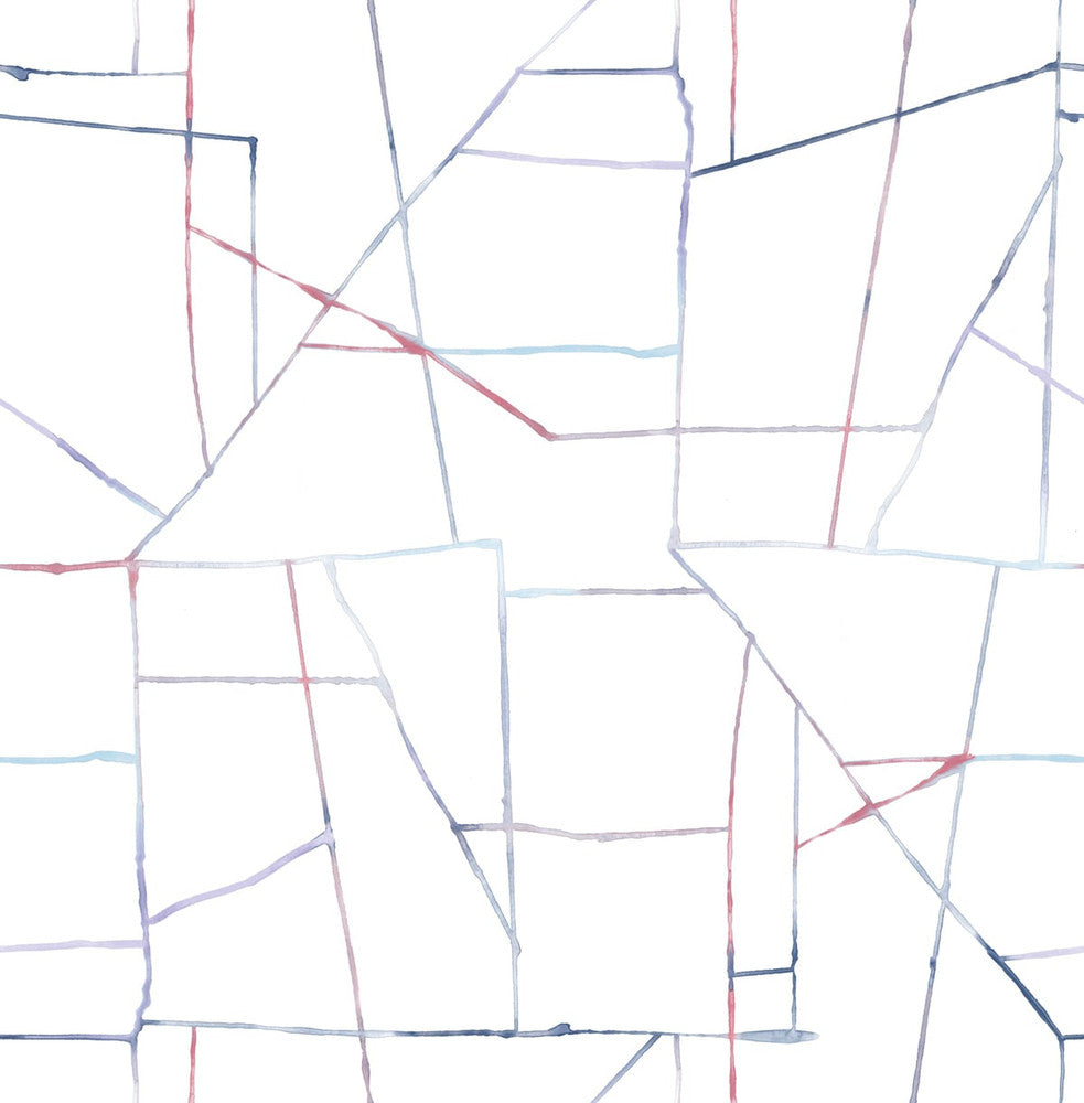 Geo Creative Purple, Red, and Blue DA62102 by Seabrook Designs Designer Wallpaper