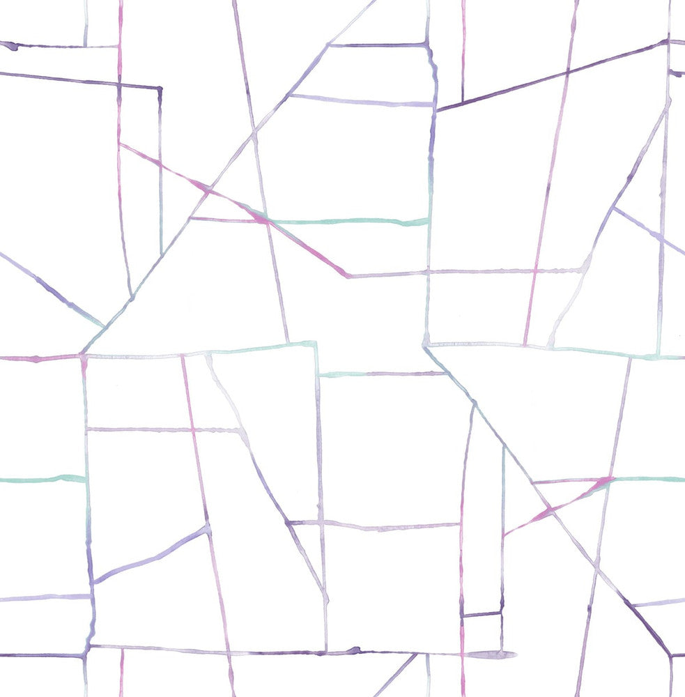Geo Creative Purple, Teal, and Pink DA62109 by Seabrook Designs Designer Wallpaper