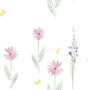 Seabrook Designs Wallpaper Daisy Field Pink and Green DA62601