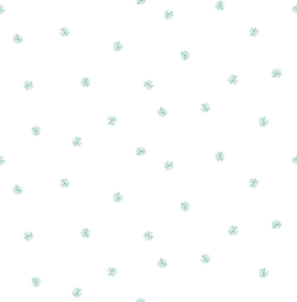 Little Daisy Teal DA62804 by Seabrook Designs Designer Wallpaper