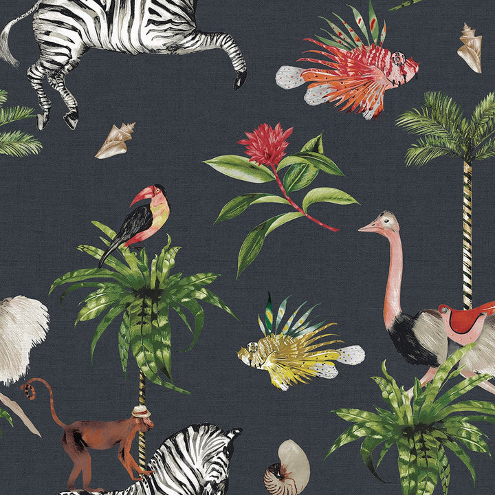 Merry Go Round Carbon DBW2000 by Daisy Bennett Designs Designer Wallpaper