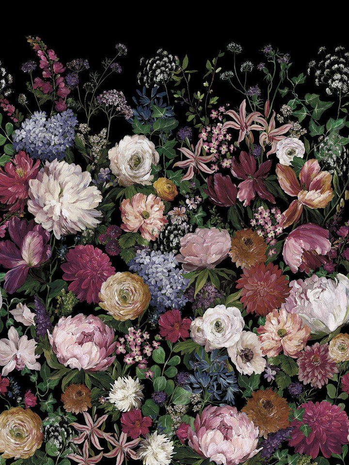Garden Floral Mural Charcoal DBW3000M by Daisy Bennett Designs Designer Wallpaper
