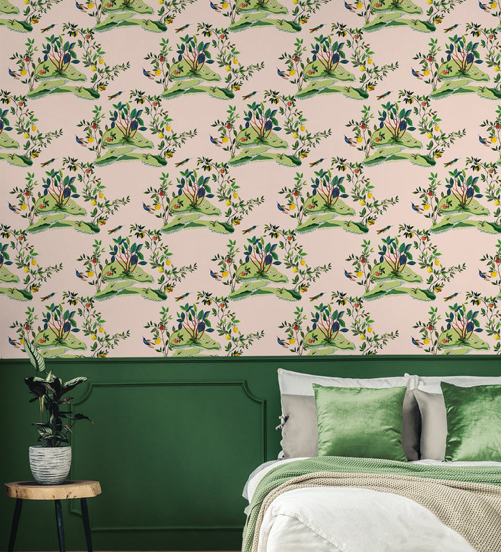 Citrus Hummingbird Blush DBW9004 by Daisy Bennett Designs Designer Wallpaper