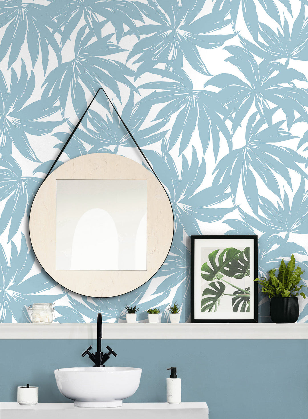 Palma Light Blue DBW9110 by Daisy Bennett Designs Designer Wallpaper