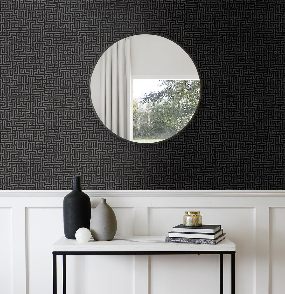Rockefellar Maze Onyx DC60910 by Collins & Company Designer Wallpaper