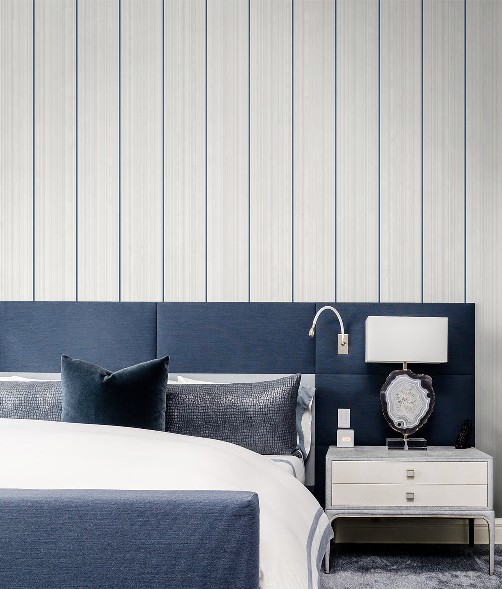 Rockefeller Stripe Navy DC61404 by Collins & Company Designer Wallpaper