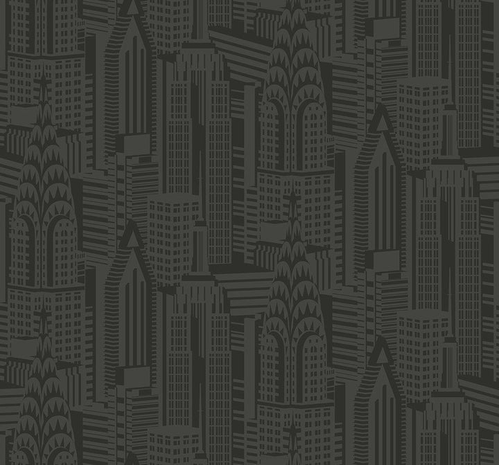 Manhattan Skyline Midnight DC61510 by Collins & Company Designer Wallpaper
