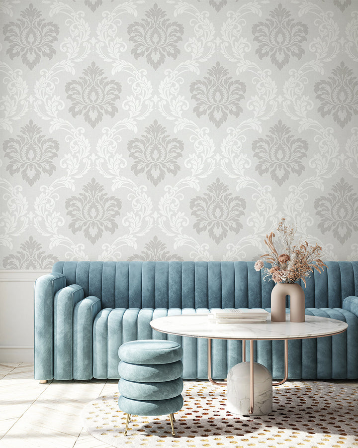 Deco Damask Cool Mist DC61608 by Collins & Company Designer Wallpaper