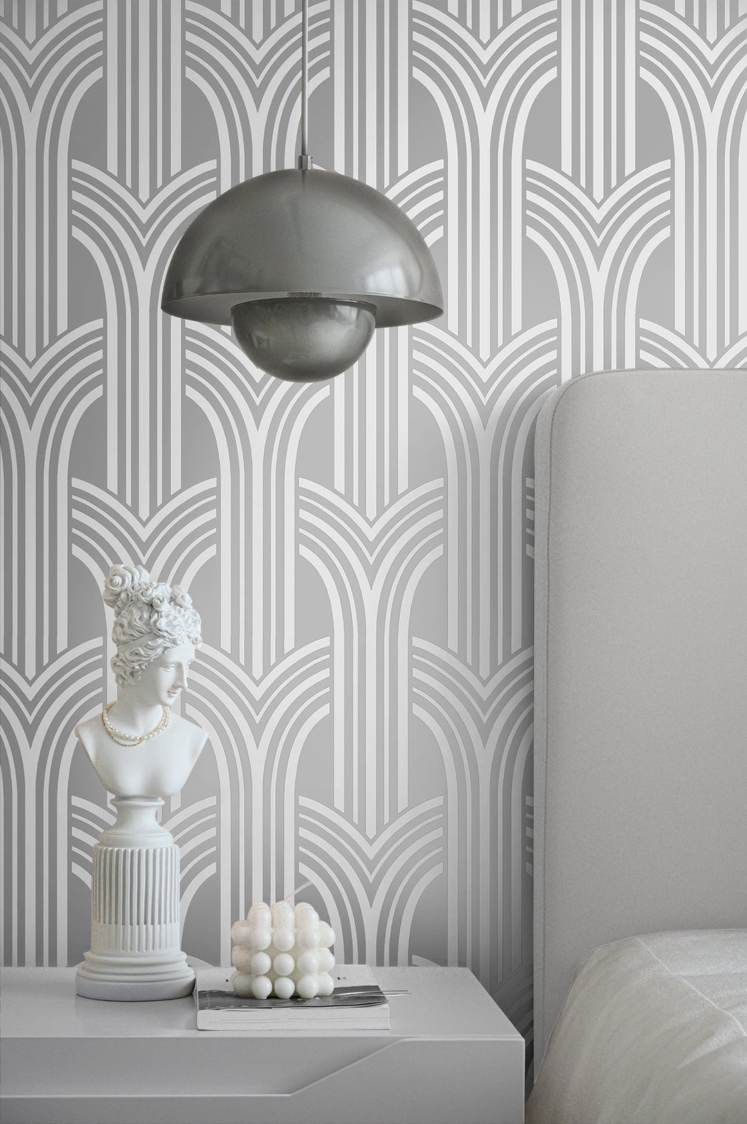 Deco Arches Metallic Silver DC61910 by Collins & Company Designer Wallpaper